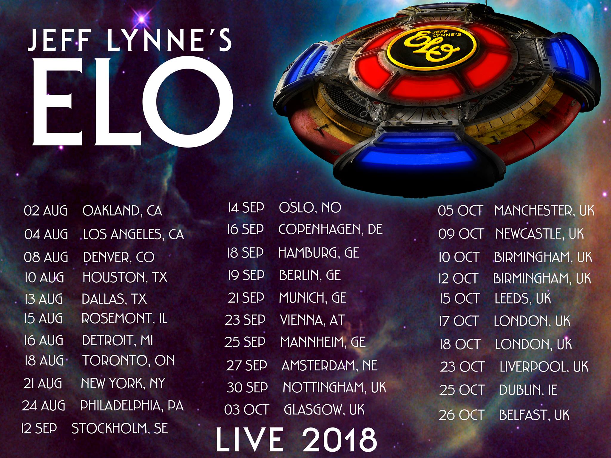 Jeff Lynne Elo Tour Dates 2024 Schedule Ibby Randee