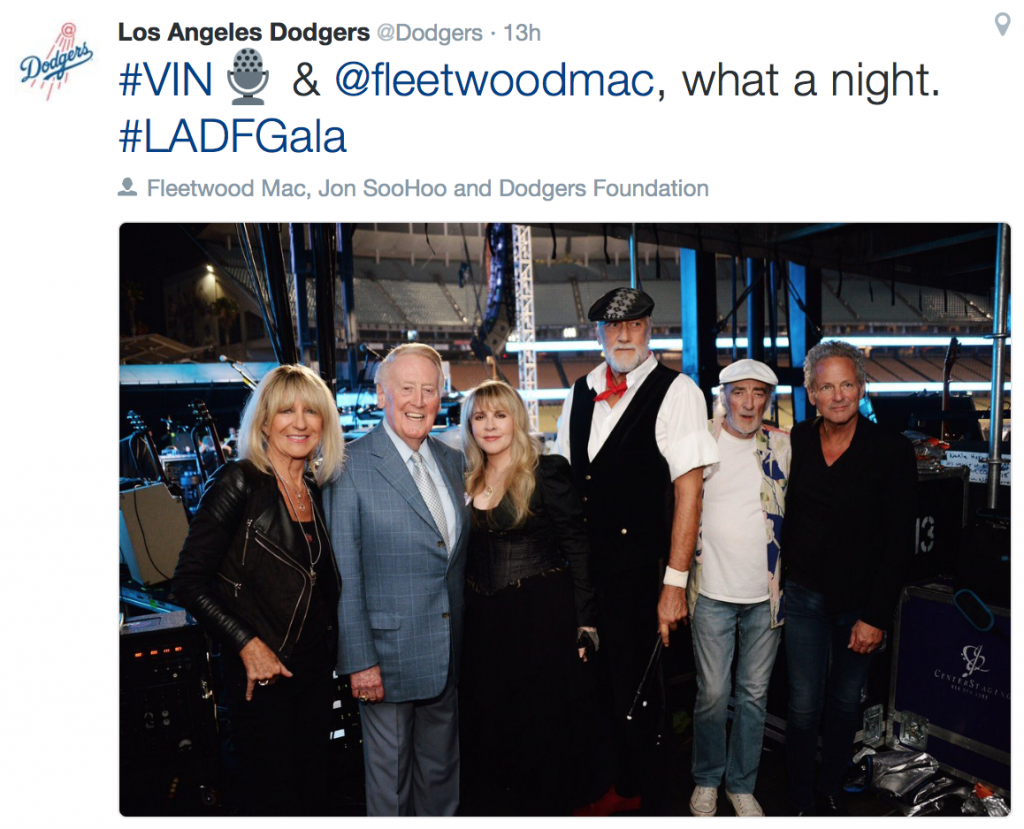 Vin Scully Fleetwood Mac Dodgers Tweet 7-28-16