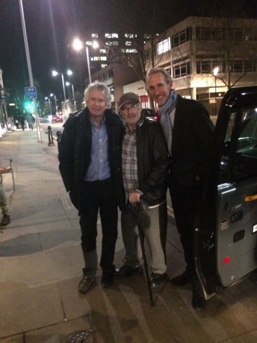 Genesis' Tony Banks and Mike Rutherford celebrating Collins' birthday in London on January 30, 2016