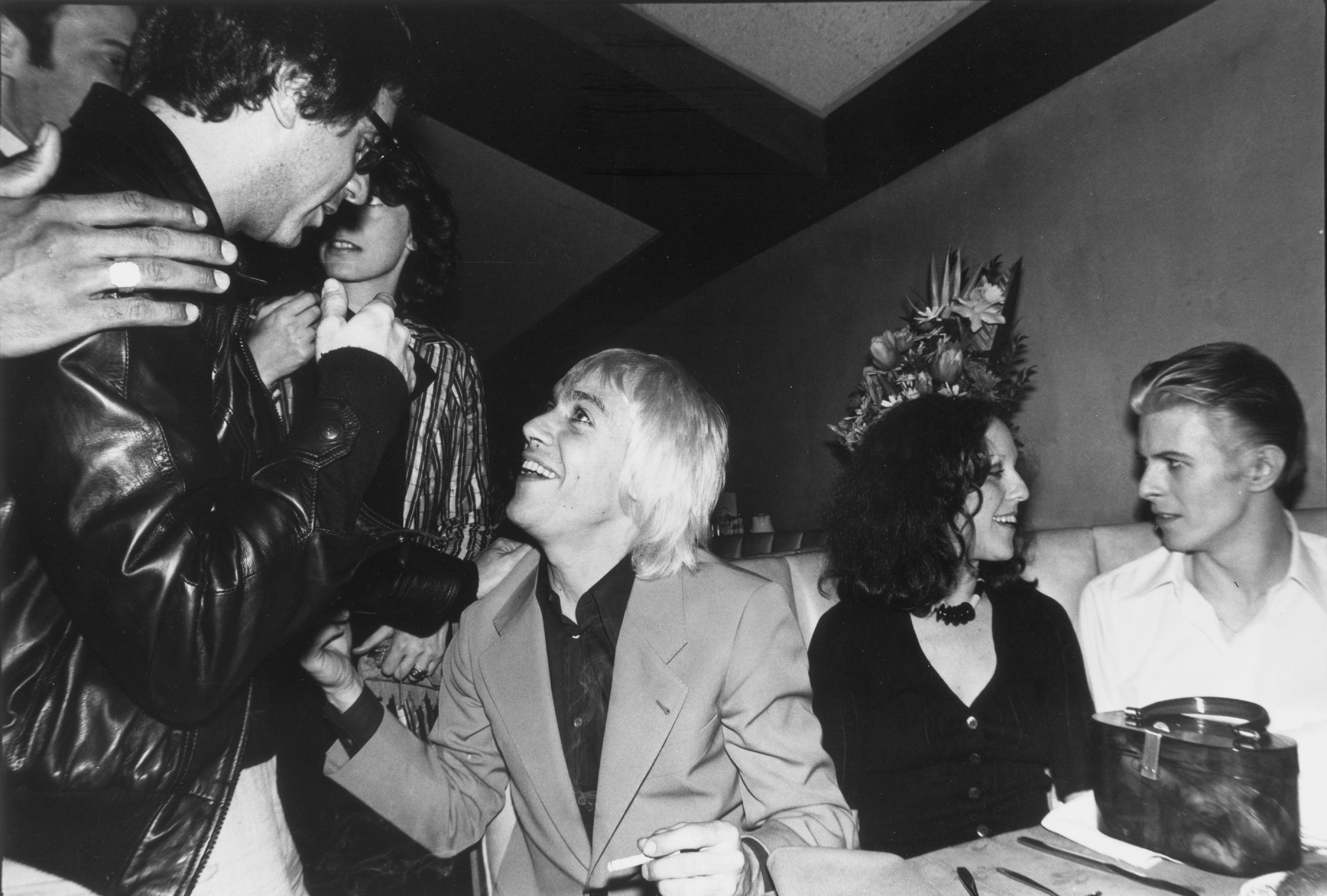 Danny Fields, with Iggy Pop, Lisa Robinson and David Bowie, via Danny Fields Archives