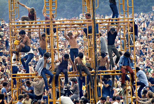 The sound tower, Woodstock Festival 1969. Bethel, NY Photo By ©Elliott Landy, LandyVision Inc. Used by permission.