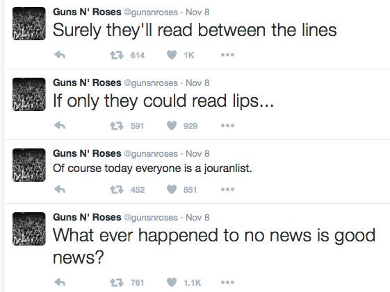 Guns N Roses 11-8-15 Tweets