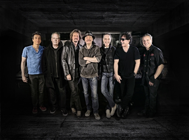 SANTANA IV reunites legendary band lineup - Pictured (l-r) Benny Rietveld, Michael Shrieve, Gregg Rolie, Carlos Santana, Michael Carabello, Neal Schon, Karl Perrazo