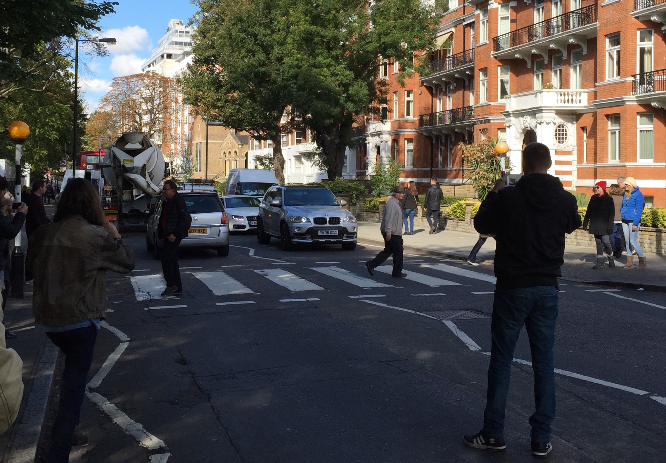 Beatles fans stopping traffic at the Abbey Road crosswalk, October 2016 (Photo: Greg Brodsky)