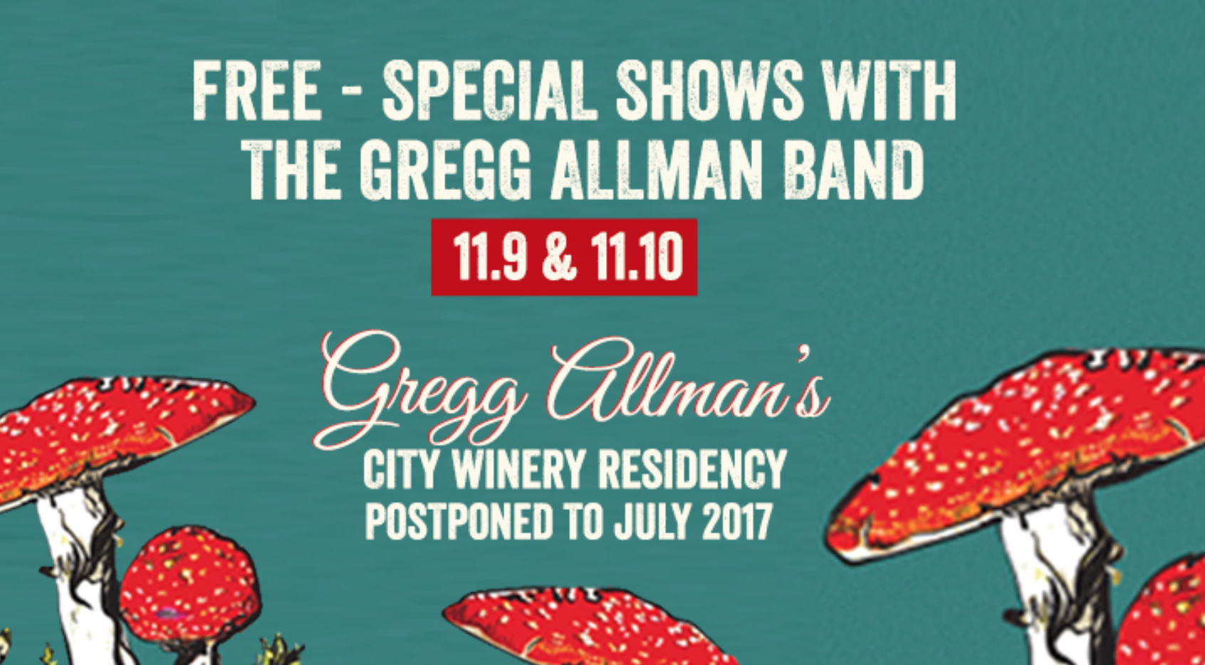 The announcement via City Winery's New York site