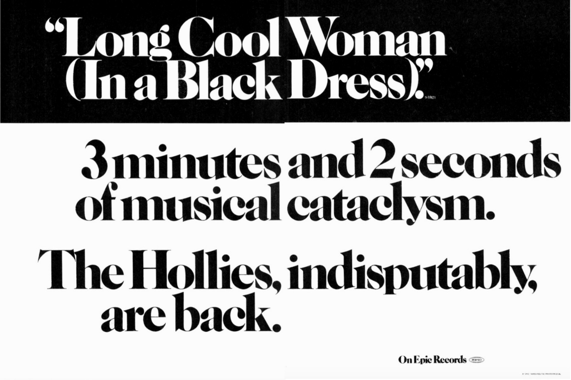 hollies long cool woman in a black dress lyrics